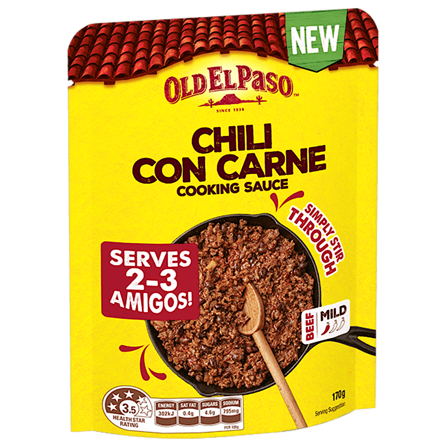 a pack of Old El Paso's chili con carne beef cooking sauce mild (170g)